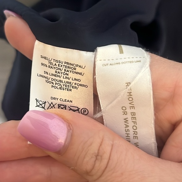 Ann Taylor Loft Navy Blue Button Front Short Sleeve Midi Shirt Dress 12 - Picture 6 of 6